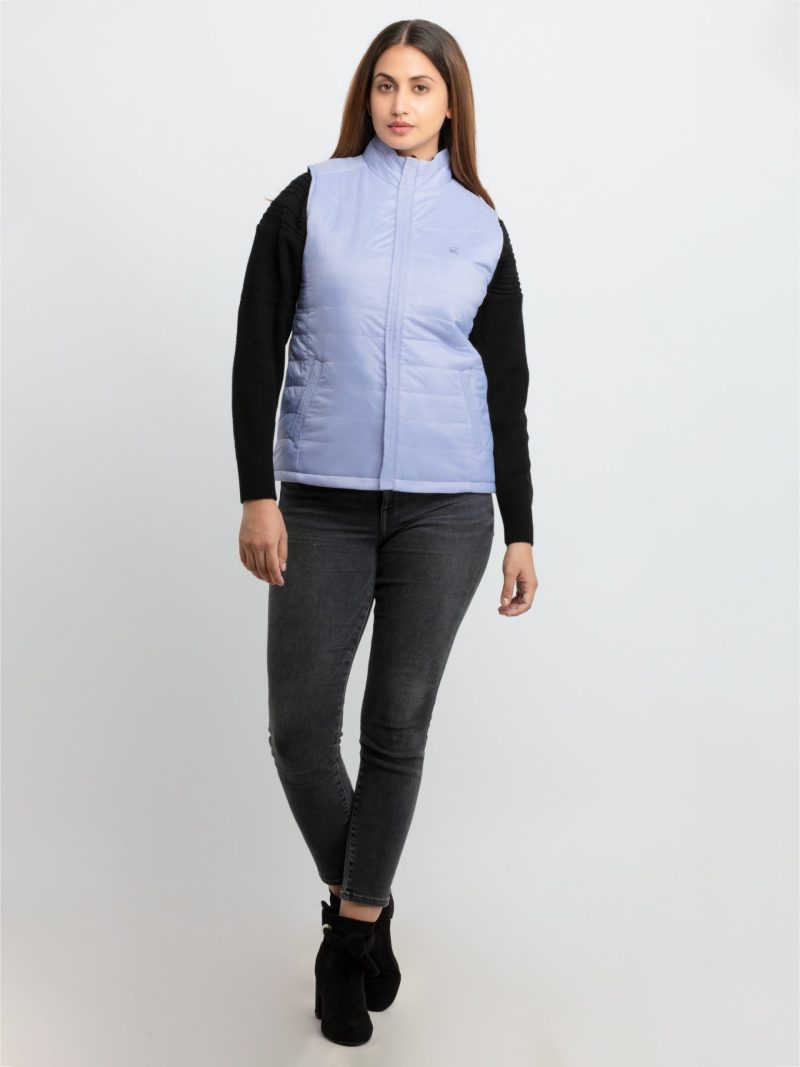 Womens Quilted Reversible High Neck Sleeveless Jacket