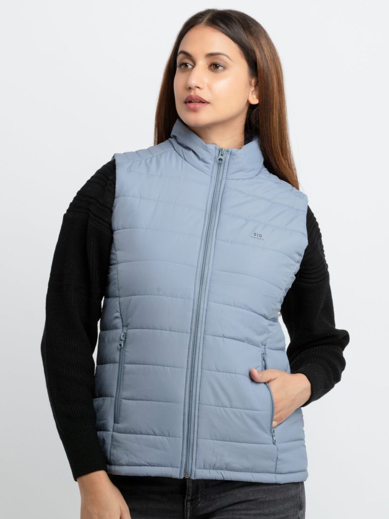 Status Quo Womens Quilted High Neck Sleeveless Jacket