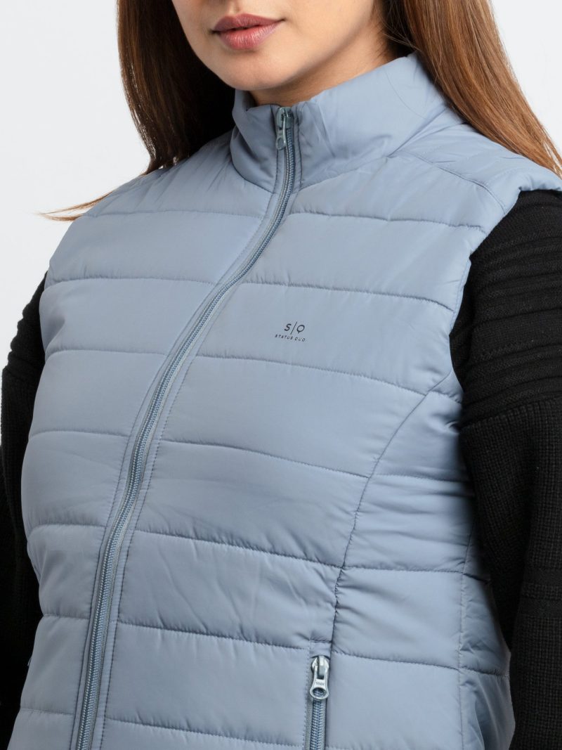 Status Quo Womens Quilted High Neck Sleeveless Jacket