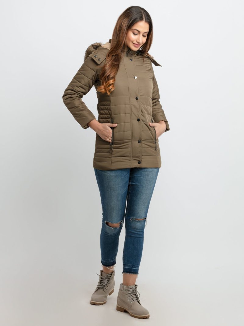Womens Quilted Hooded Jacket