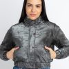 Womens Solid High Neck Jacket