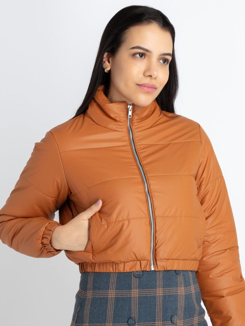 Womens Quilted High Neck Puffer Jacket