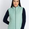 Womens Quilted Sleeveless Jacket With Detachable Hood