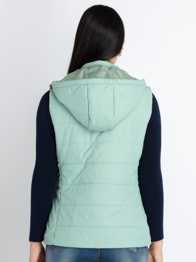 Womens Quilted Sleeveless Jacket With Detachable Hood