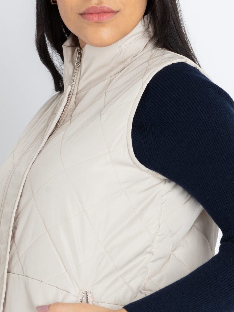 Womens Quilted High Neck Sleeveless Jacket