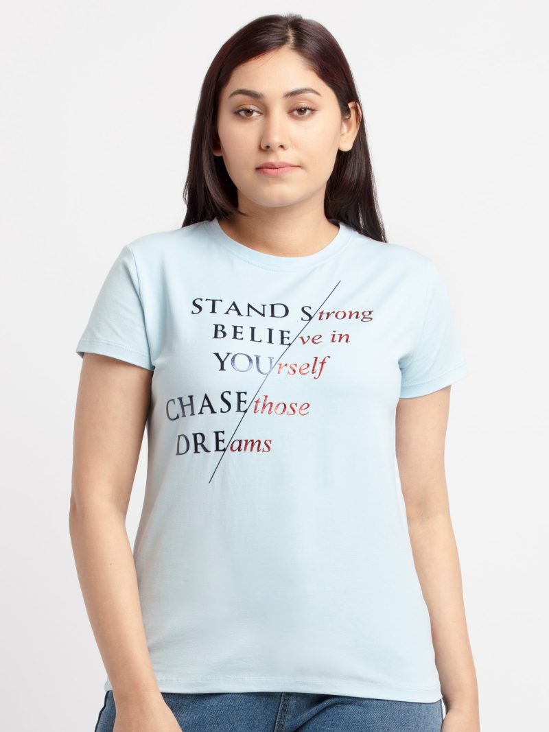 Status Quo Women Printed Round Neck T-Shirt