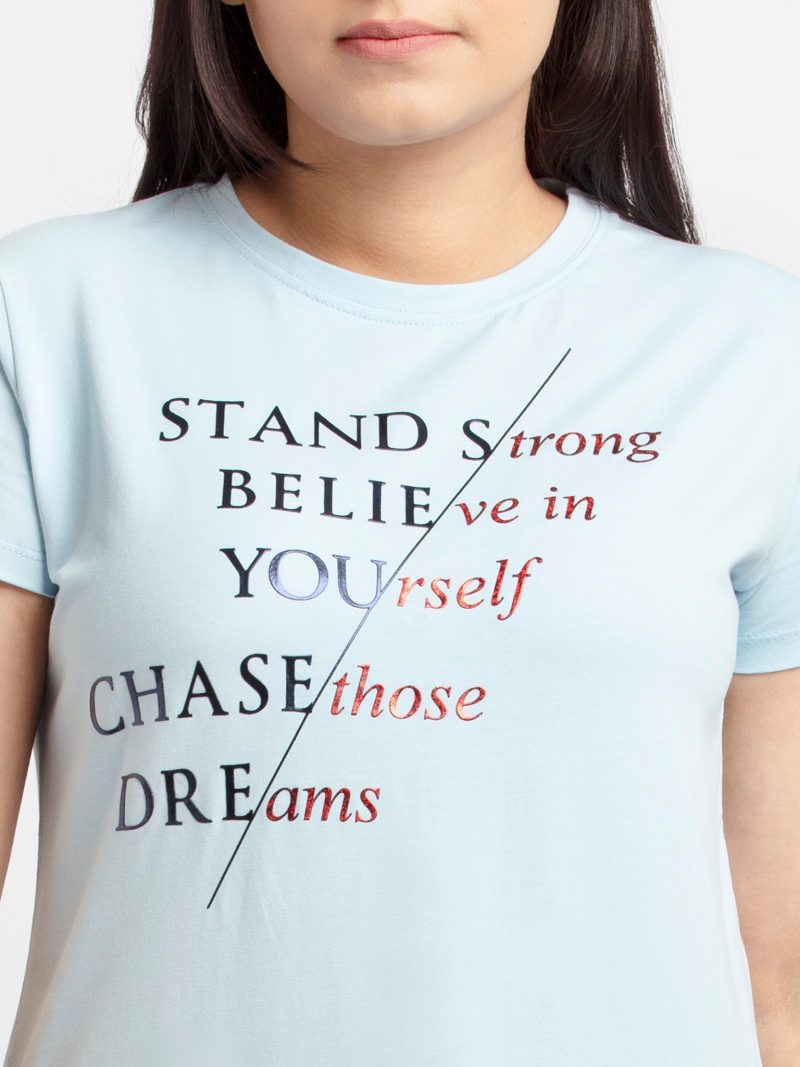 Status Quo Women Printed Round Neck T-Shirt