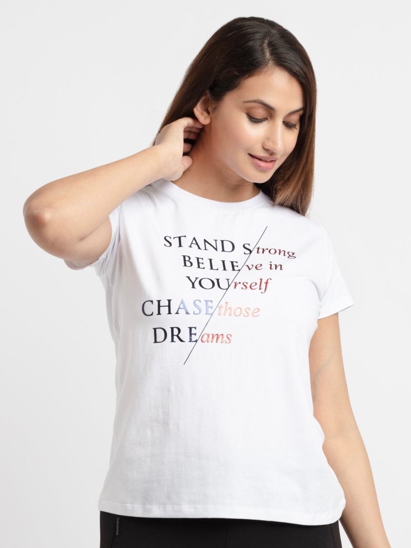 Status Quo Women Printed Round Neck T-Shirt