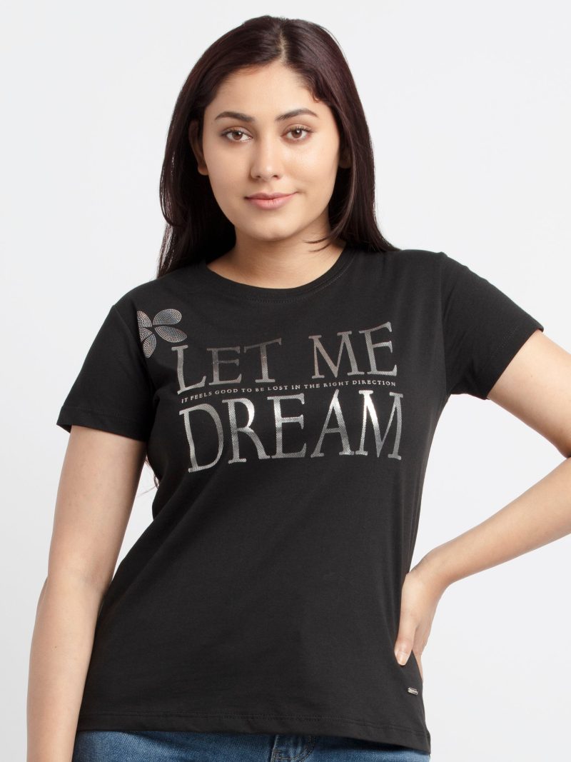 Status Quo Women Printed Round Neck T-Shirt