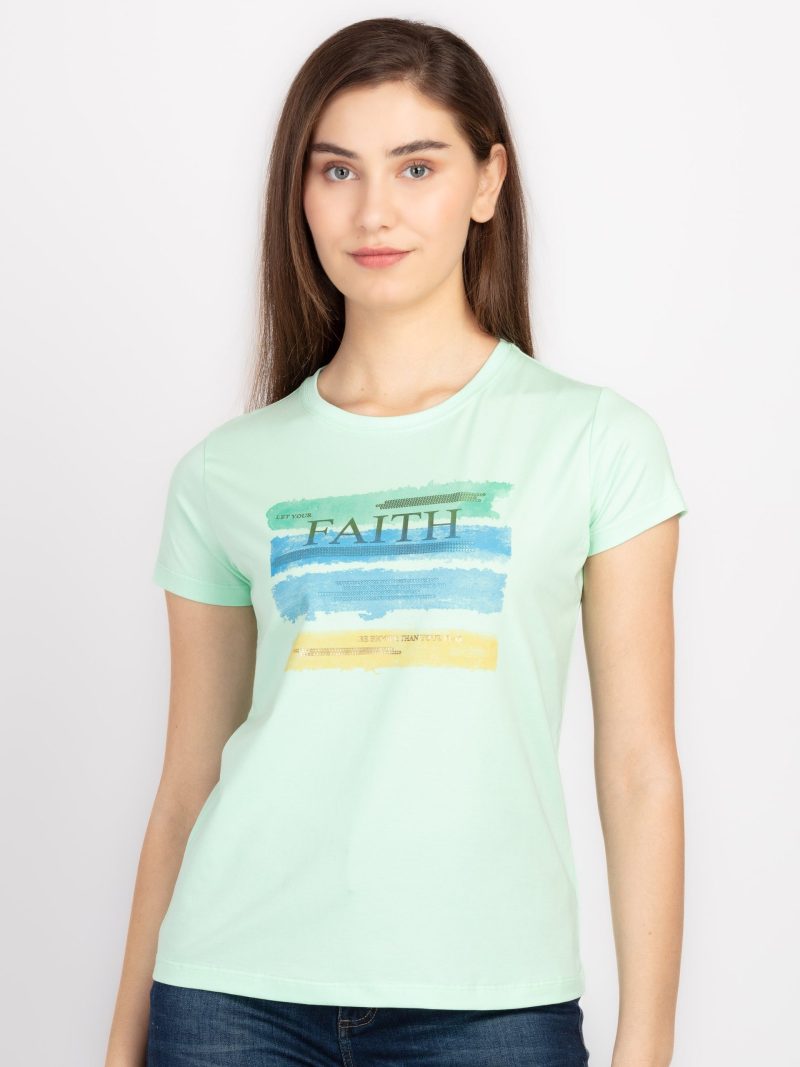 Womens Printed Round Neck T-Shirt