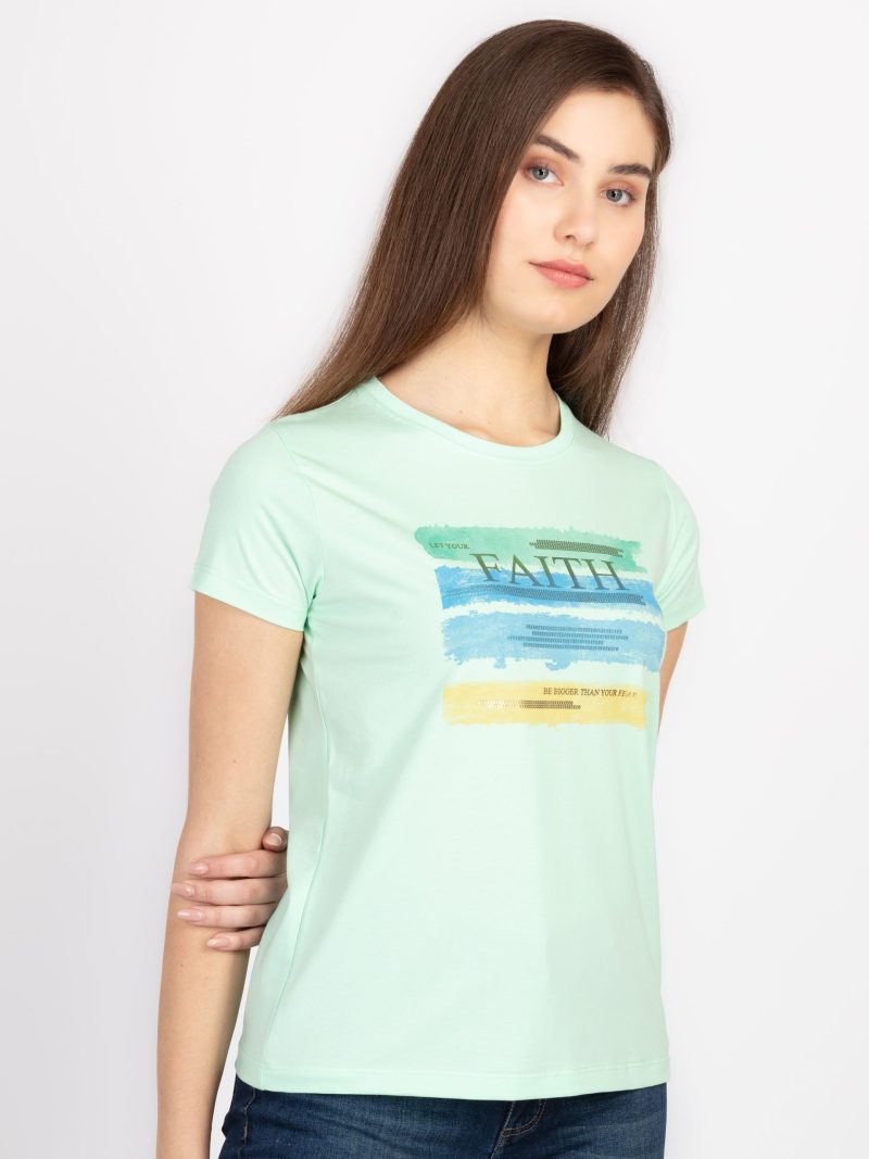 Womens Printed Round Neck T-Shirt
