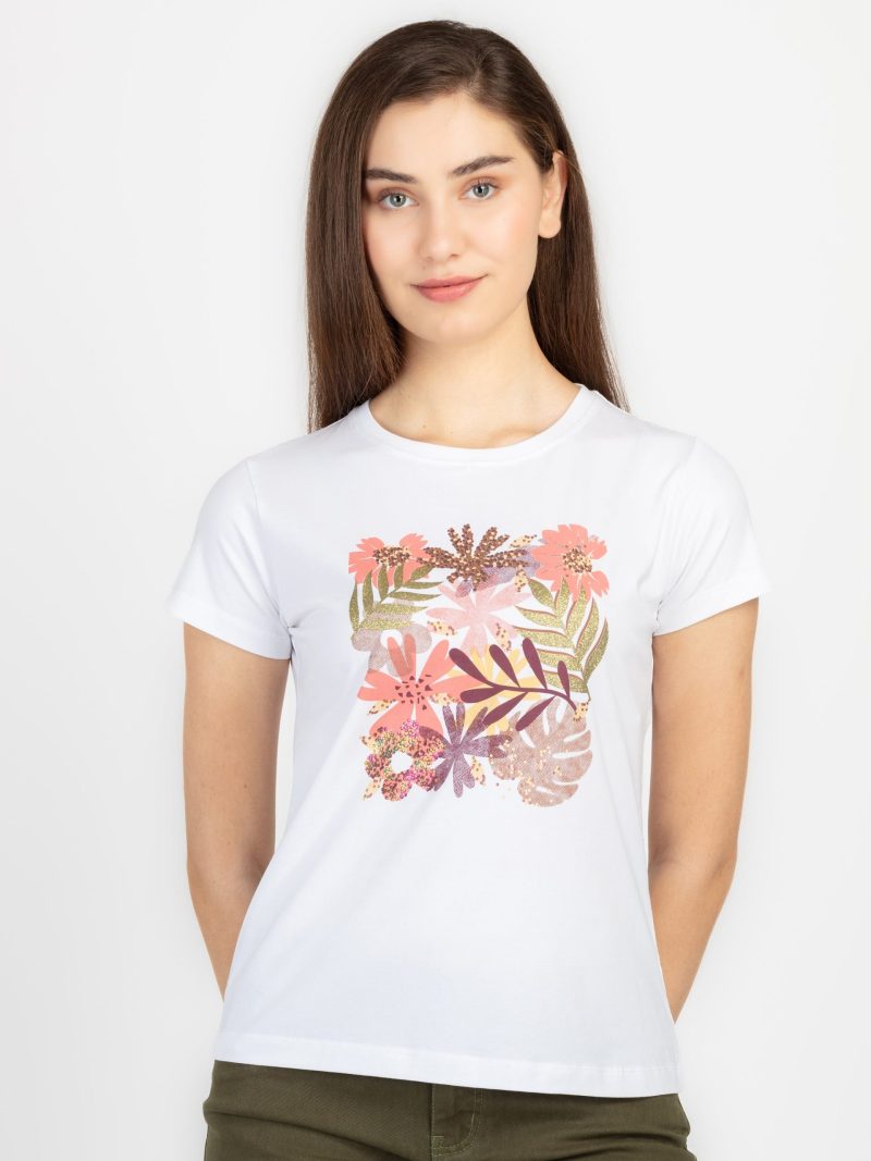 Womens Printed Round Neck T-Shirt