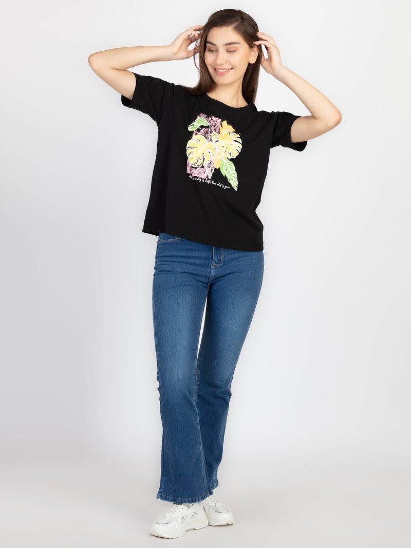 Womens Printed Round Neck T-Shirt