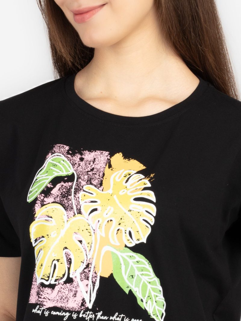 Womens Printed Round Neck T-Shirt
