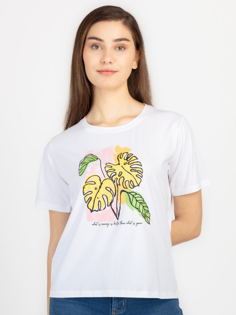 Womens Printed Round Neck T-Shirt