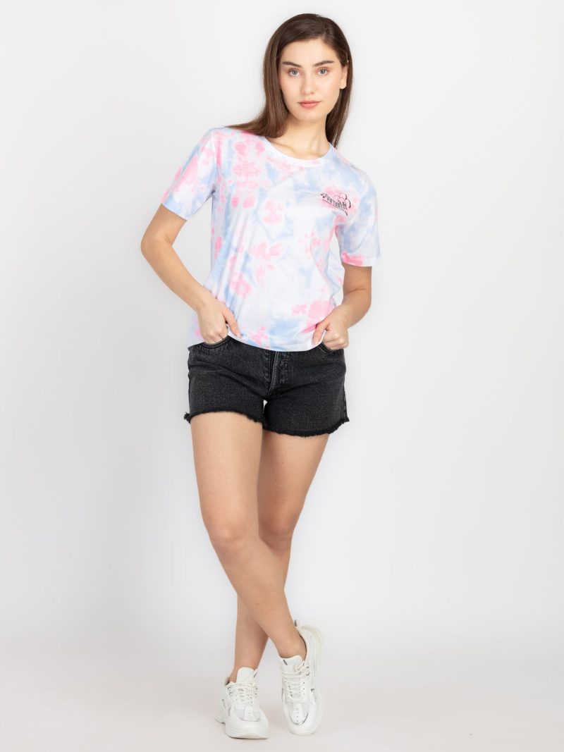 Womens Front & Back Print Round Neck T-Shirt