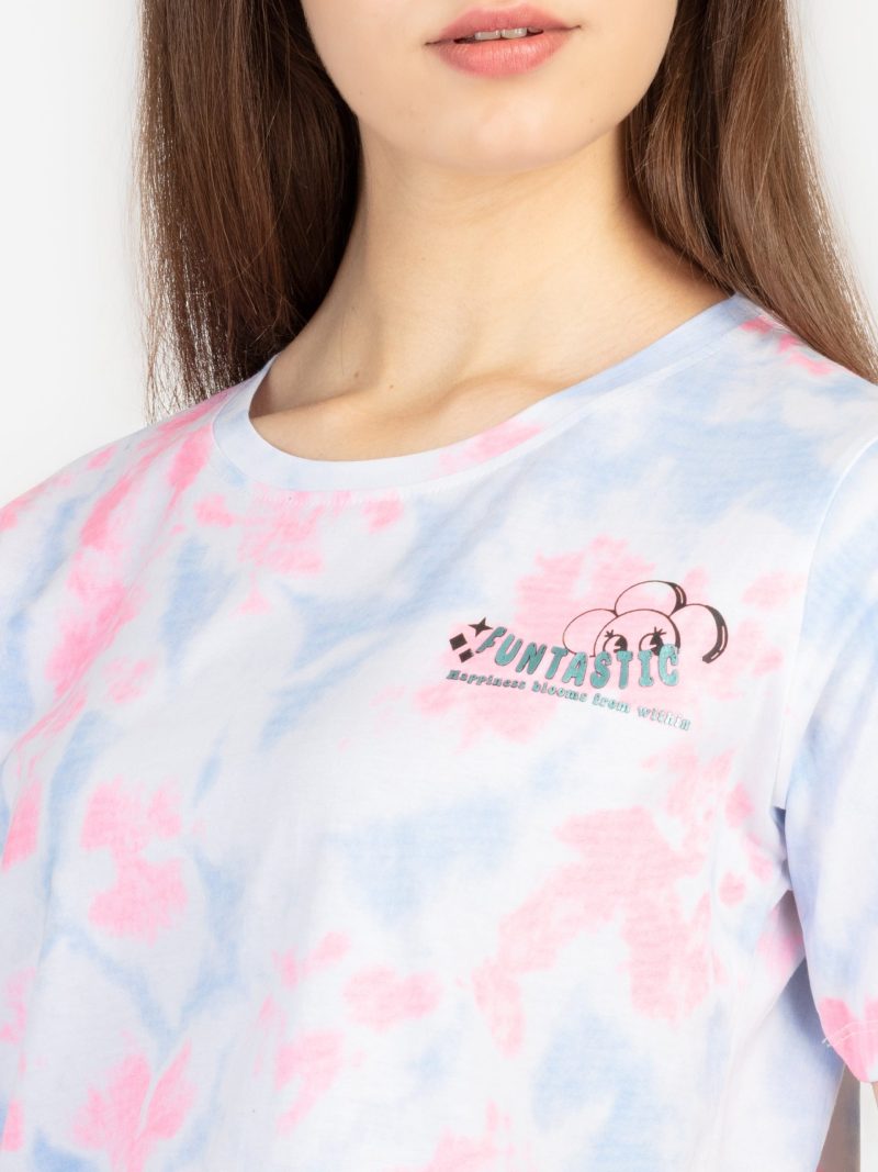 Womens Front & Back Print Round Neck T-Shirt