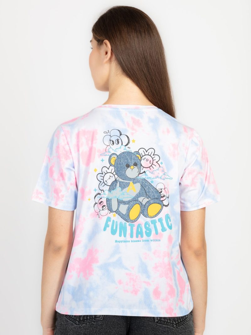 Womens Front & Back Print Round Neck T-Shirt