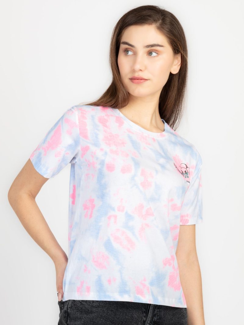 Womens Front & Back Print Round Neck T-Shirt
