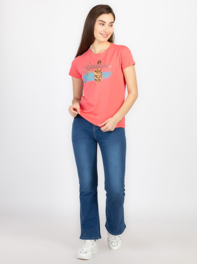 Womens Printed Round Neck T-Shirt