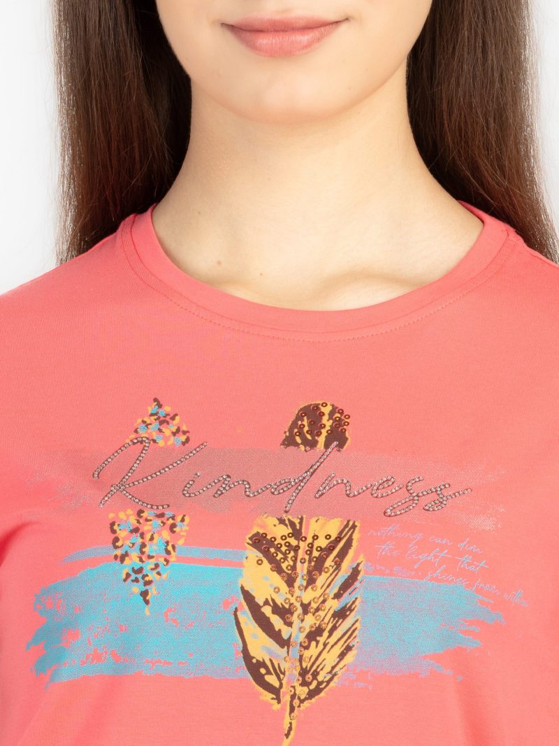 Womens Printed Round Neck T-Shirt