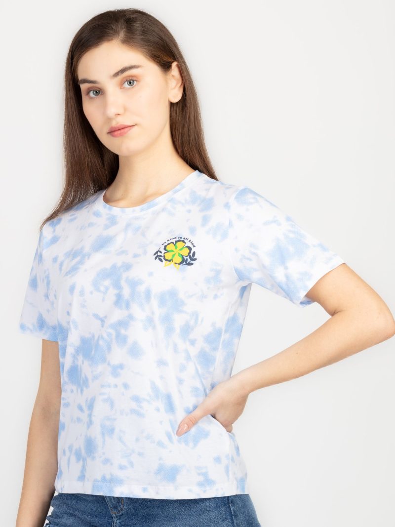 Womens Front & Back Print Round Neck T-Shirt