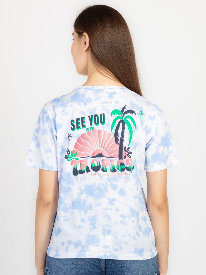 Womens Front & Back Print Round Neck T-Shirt