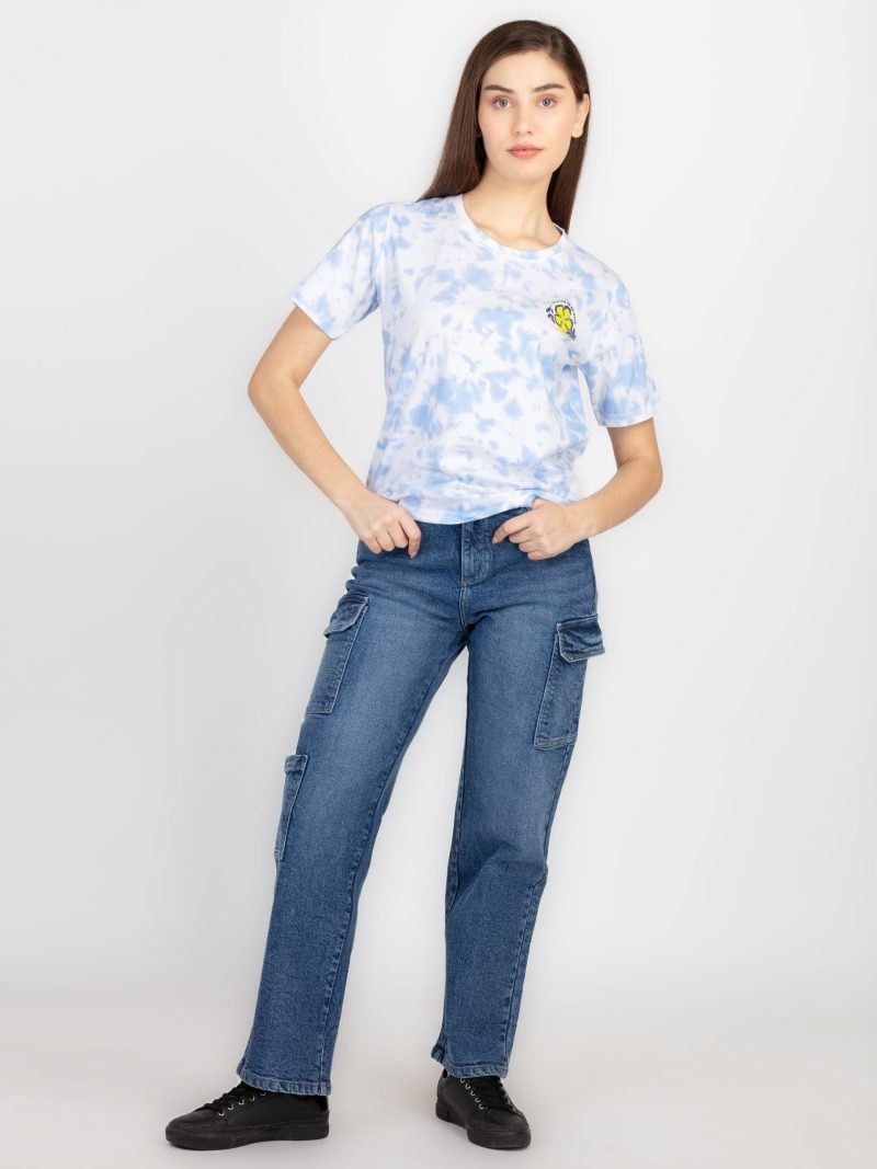 Womens Front & Back Print Round Neck T-Shirt