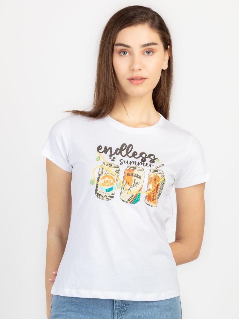 Womens Printed Round Neck T-Shirt