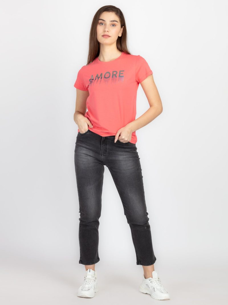 Womens Printed Round Neck T-Shirt