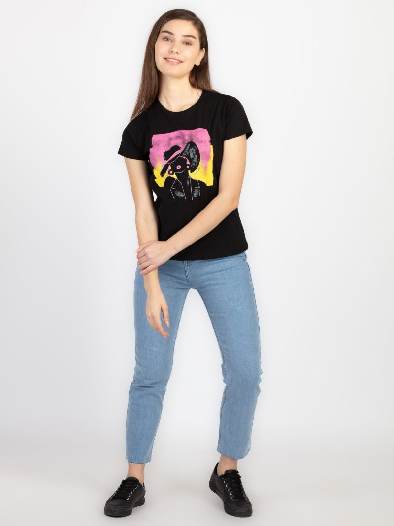 Womens Printed Round Neck T-Shirt