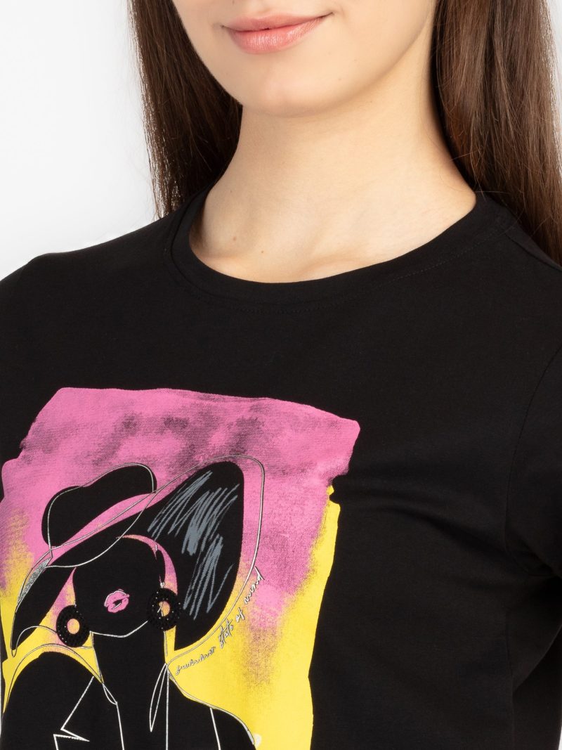 Womens Printed Round Neck T-Shirt
