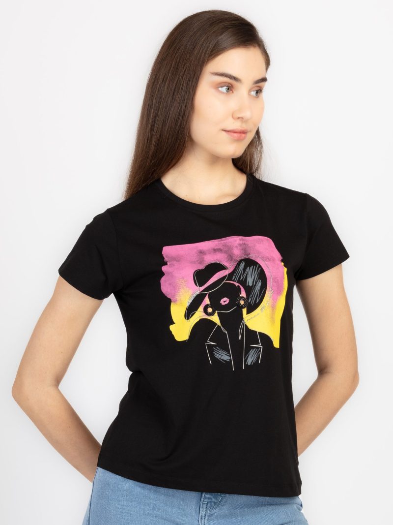 Womens Printed Round Neck T-Shirt