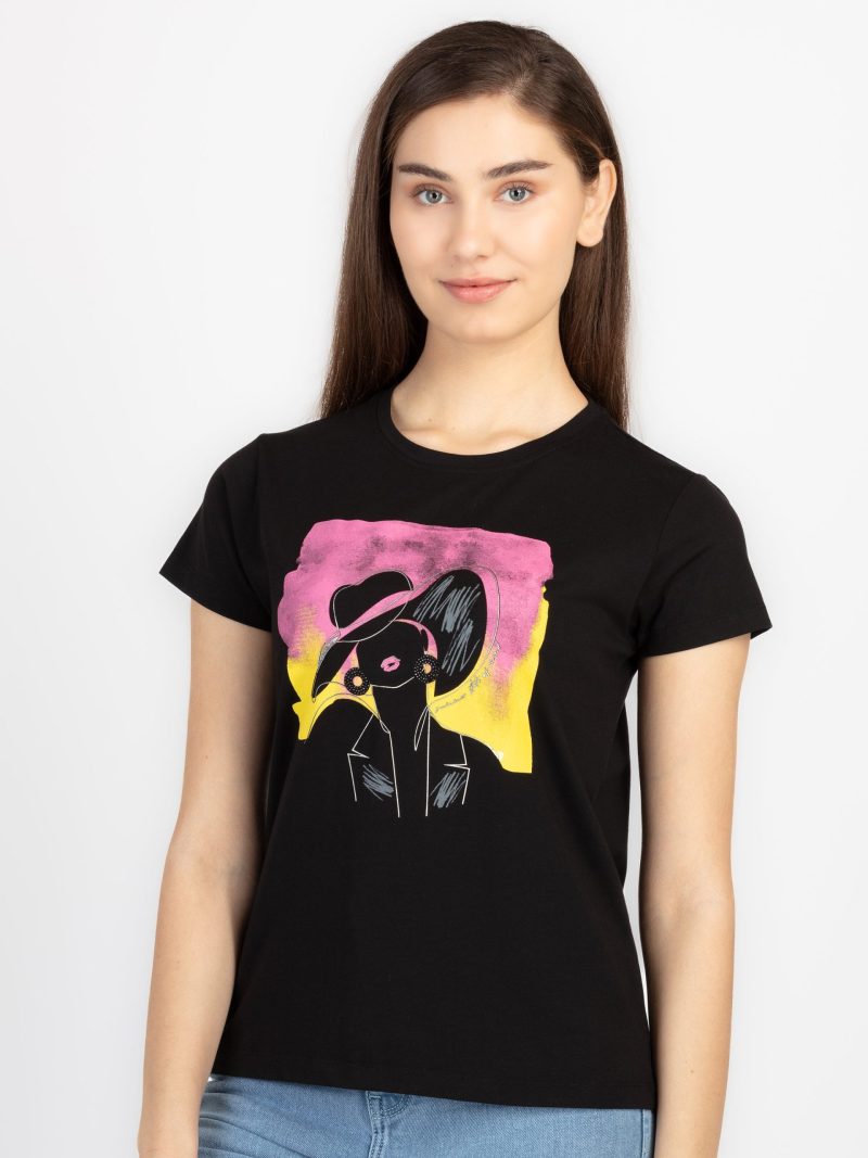 Womens Printed Round Neck T-Shirt