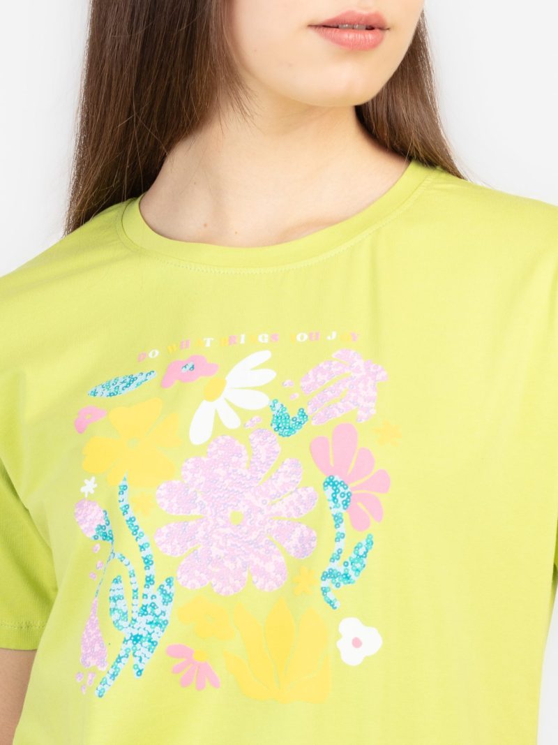 Womens Printed Round Neck T-Shirt