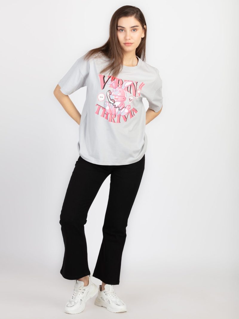 Womens Front & Back Print Oversized T-Shirt