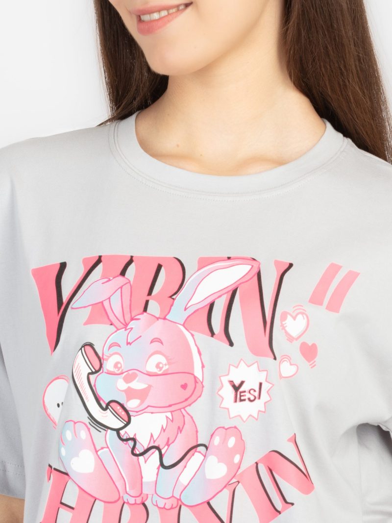 Womens Front & Back Print Oversized T-Shirt