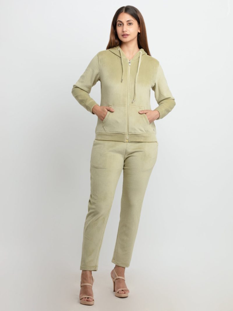 Womens Solid Zipper Tracksuit
