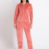 Womens Solid Zipper Tracksuit