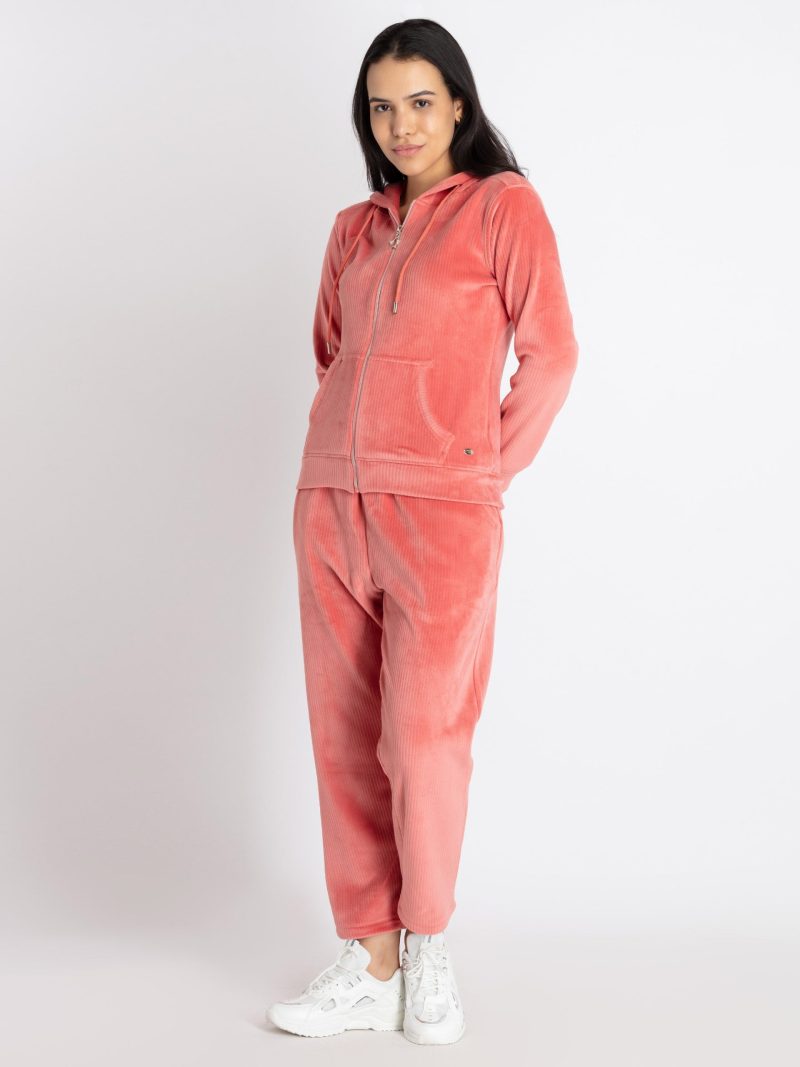 Womens Solid Zipper Tracksuit