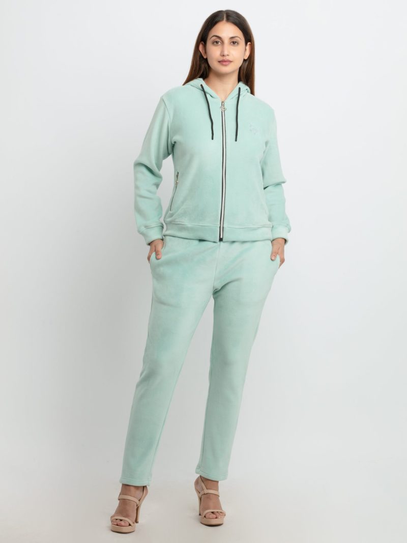 Status Quo Womens Solid Zipper Tracksuit With Self Design