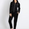 Status Quo Womens Solid Zipper Tracksuit With Self Design