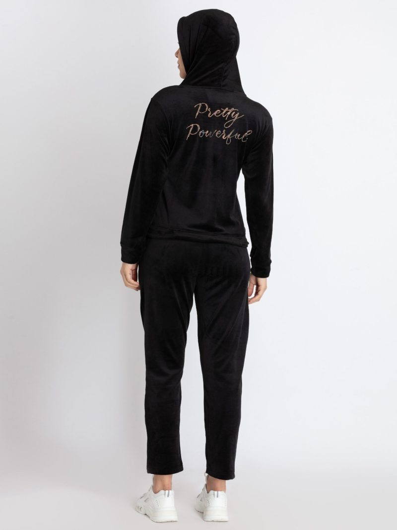 Status Quo Womens Solid Zipper Tracksuit With Self Design