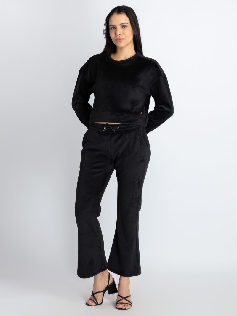 Womens Solid Round Neck Tracksuit