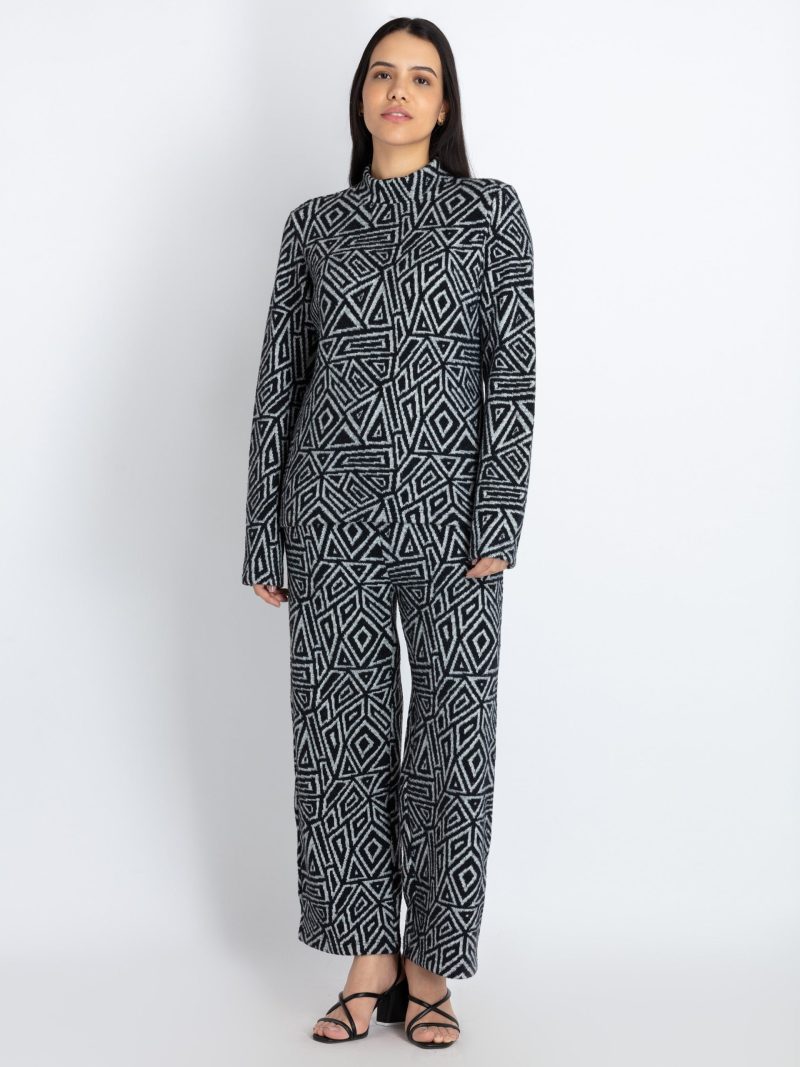 Womens Jacquard High Neck Tracksuit