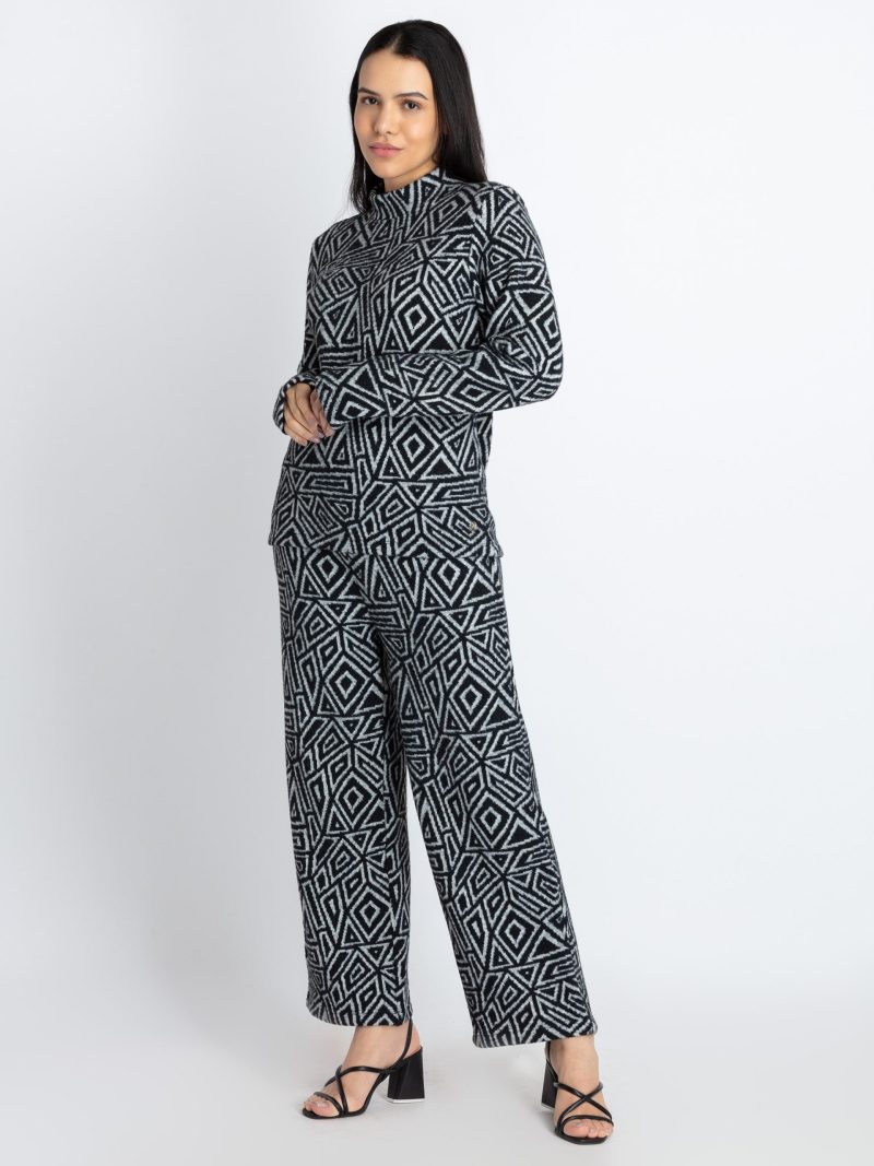 Womens Jacquard High Neck Tracksuit