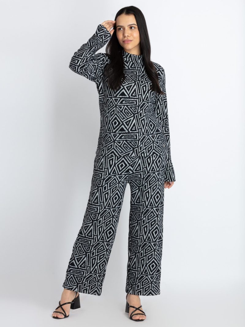 Womens Jacquard High Neck Tracksuit