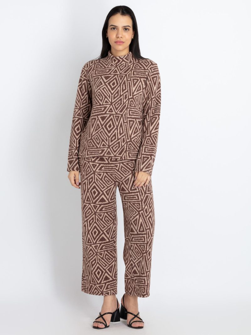 Womens Jacquard High Neck Tracksuit