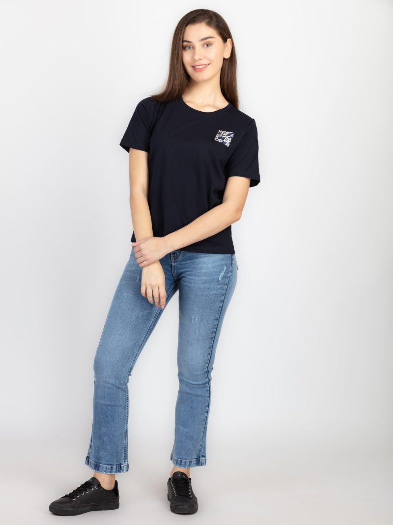 Womens Front & Back Print Round Neck T-Shirt