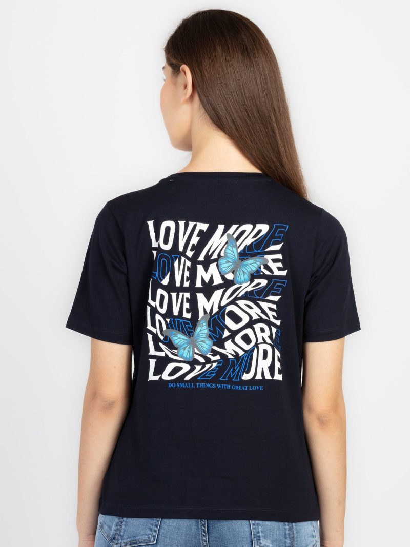 Womens Front & Back Print Round Neck T-Shirt